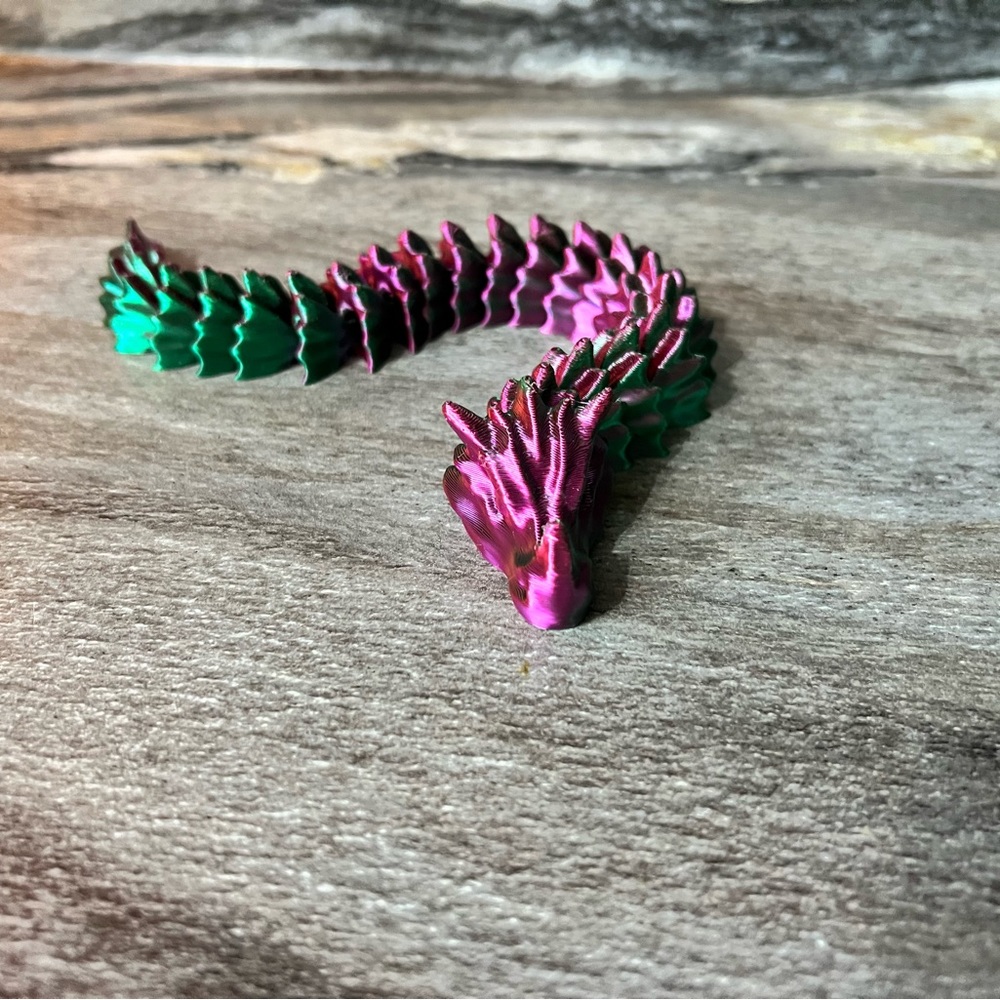 Purple and green homemade 3d dragon